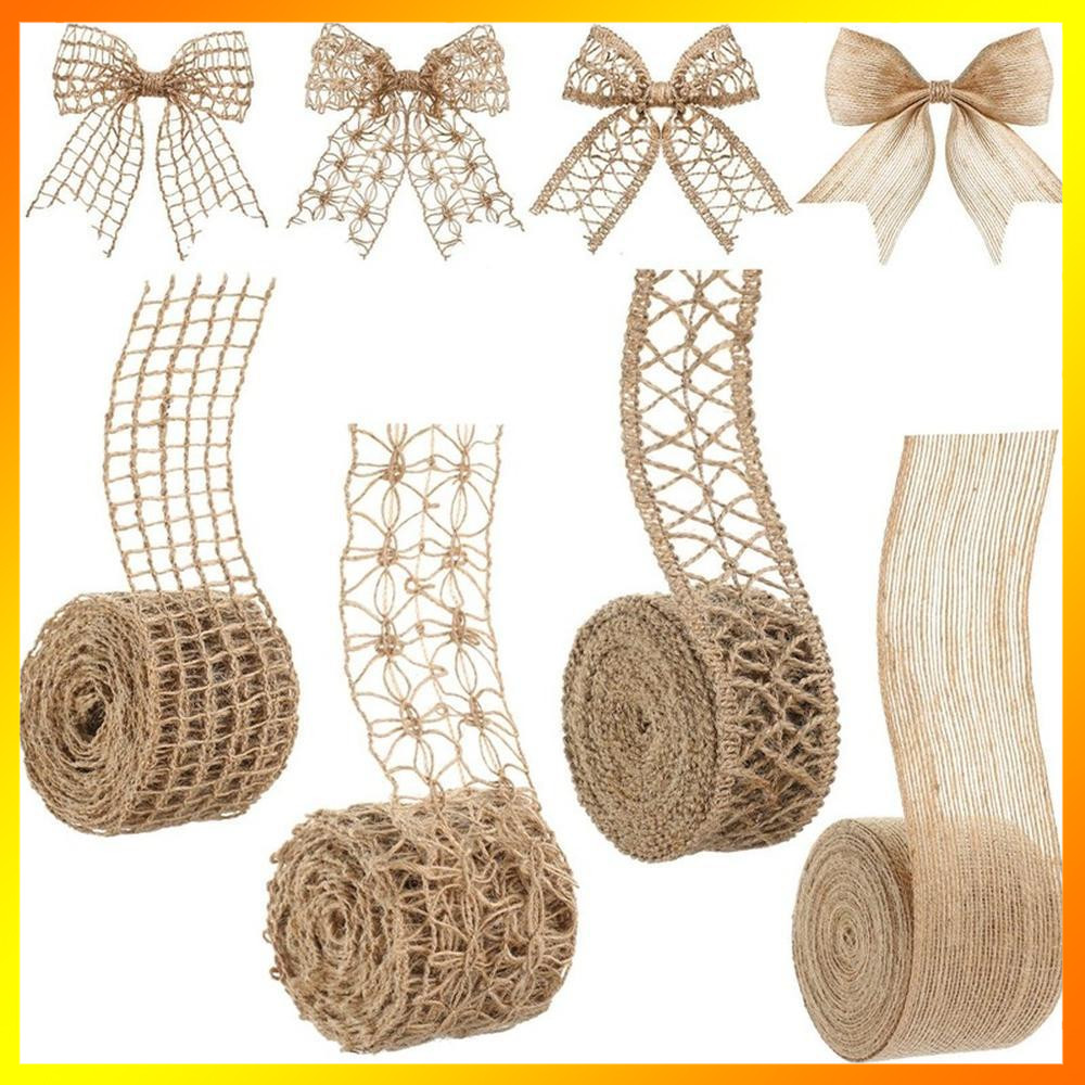Assorted Jute Craft Ribbon Rolled Natural Jute Ribbon Handmade ตกแต่งสําหรับห่อของขวัญเครื่องแต่งกาย