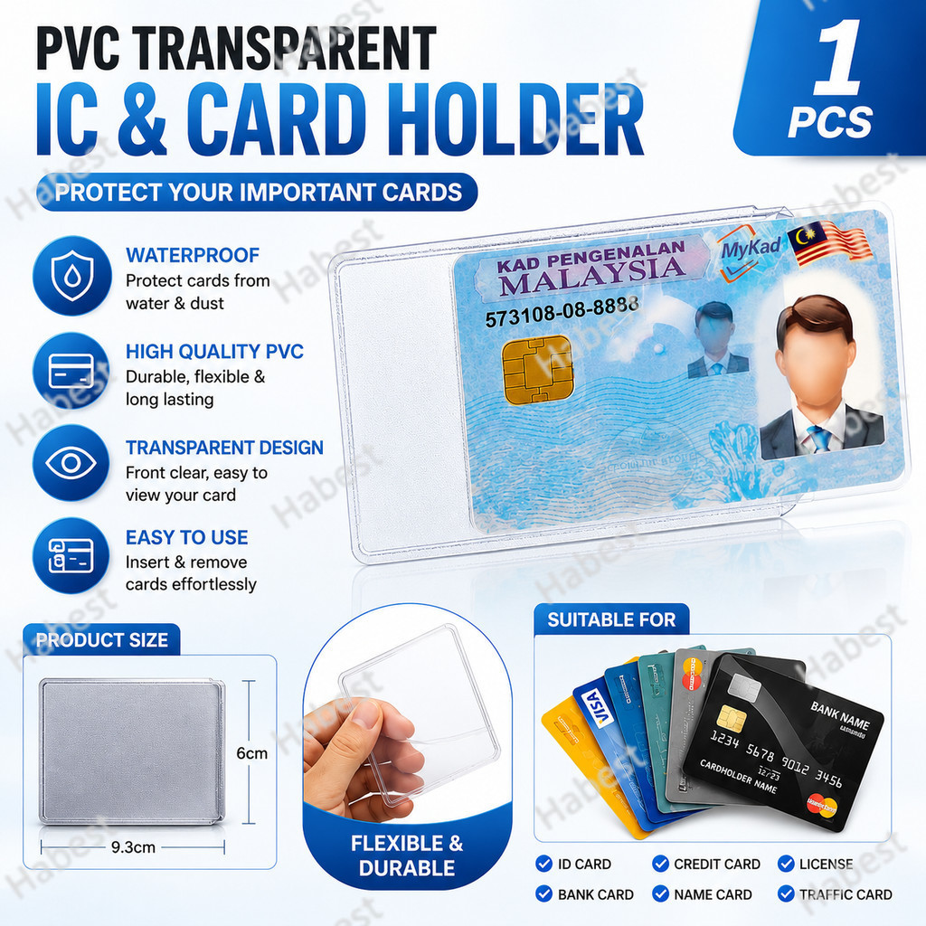 [กันน้ํา ] Multi-Pack PVC IC Cover/IC Holder/Sampul IC/พลาสติก/Name Card/Credit Card/License Card/Ba