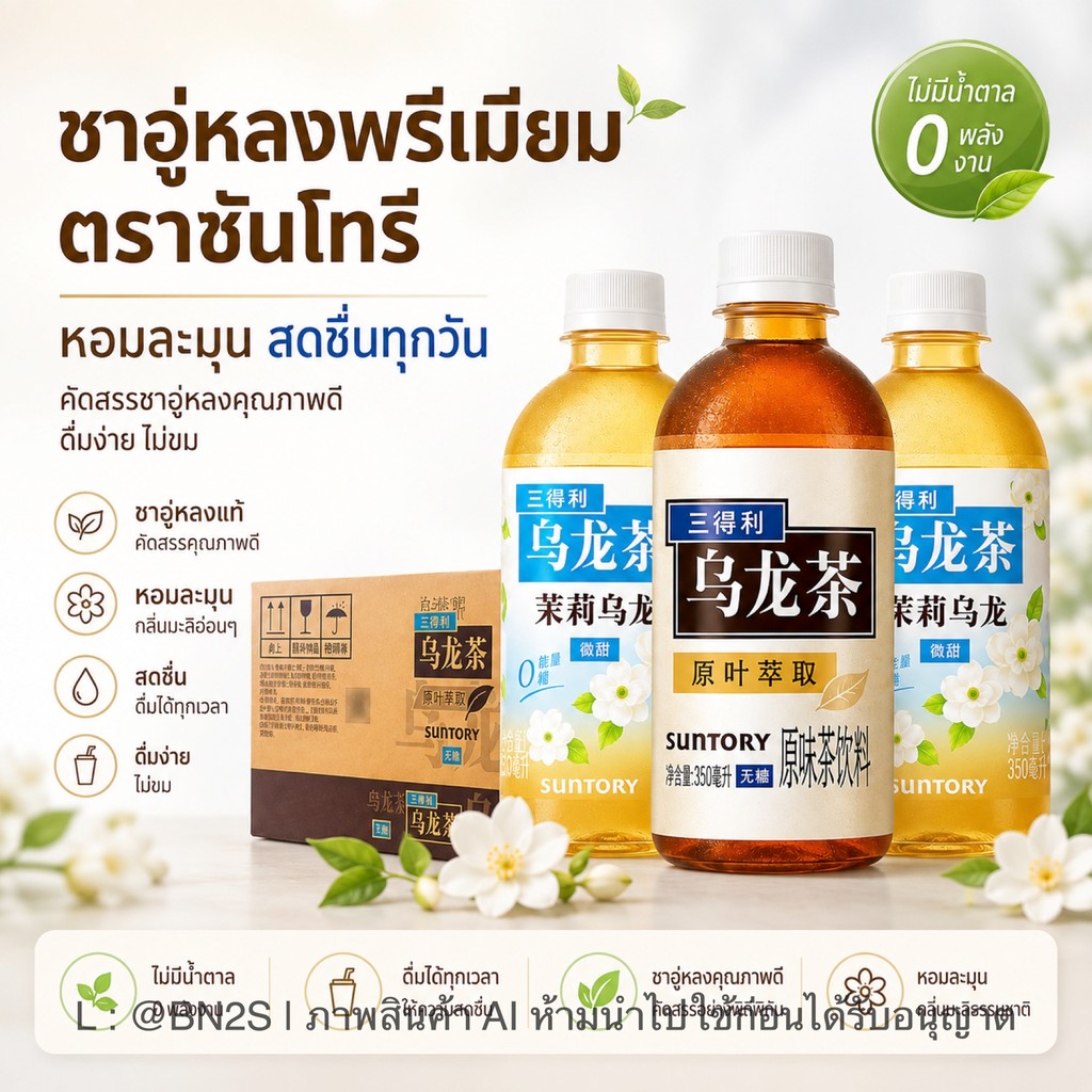 ชาอู่หลง ซันโทรี่ Suntory 350ml ชาอู่หลงสูตรเข้มข้นไร้น้ำตาล และ ชามะลิกลมกล่อม หอมละมุน พร้อมส่งในไ