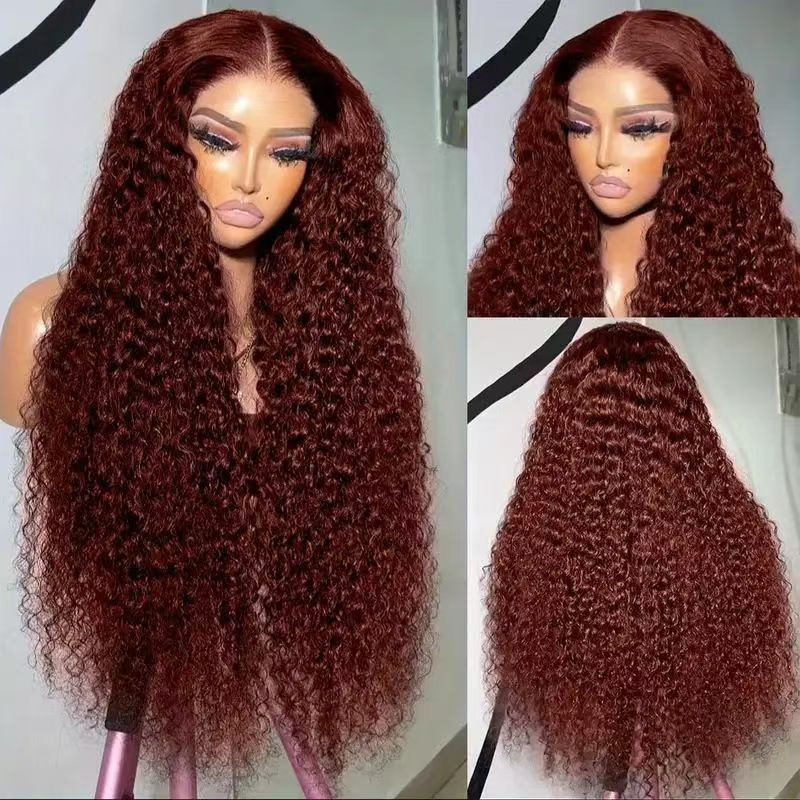 New Product#Front lace wig Front lace synthetic fiber wig Black, small curly, reddish-brown Wig12Y