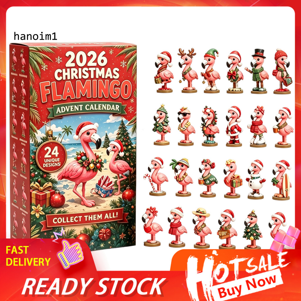 Tropical Flamingo เครื่องประดับคริสต์มาสนับถอยหลังปฏิทิน 2026 คริสต์มาส Flamingo Advent ปฏิทิน – 24 