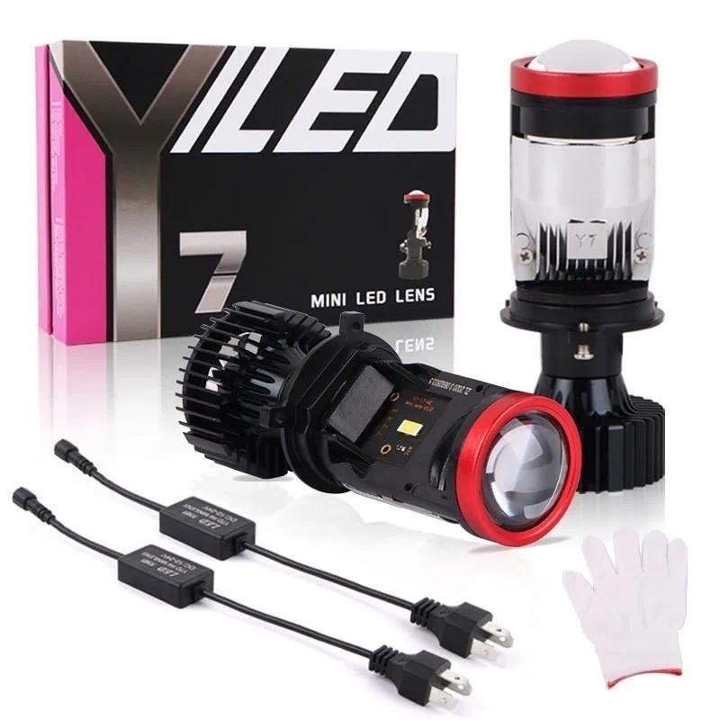 1 คู่ 180W 30000LM Y7D Y6 H4 ไฟหน้า LED โปรเจคเตอร์ไฟหน้ารถ H4 มินิเลนส์ 6000K 12V ยานยนต์ไฟ Low Bea