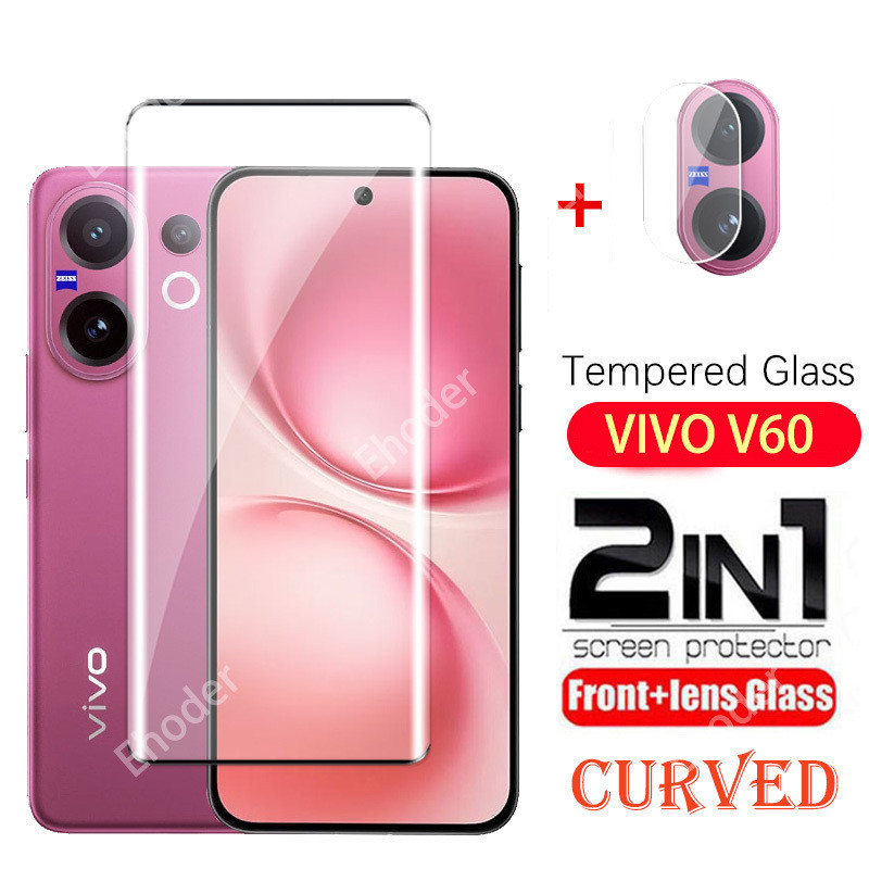 9H โค้งขอบกระจกนิรภัยสําหรับ VIVO V60 5G 2025 ป้องกันหน้าจอสําหรับ VIVOV60 V2511 V 60 เลนส์กล้อง fli