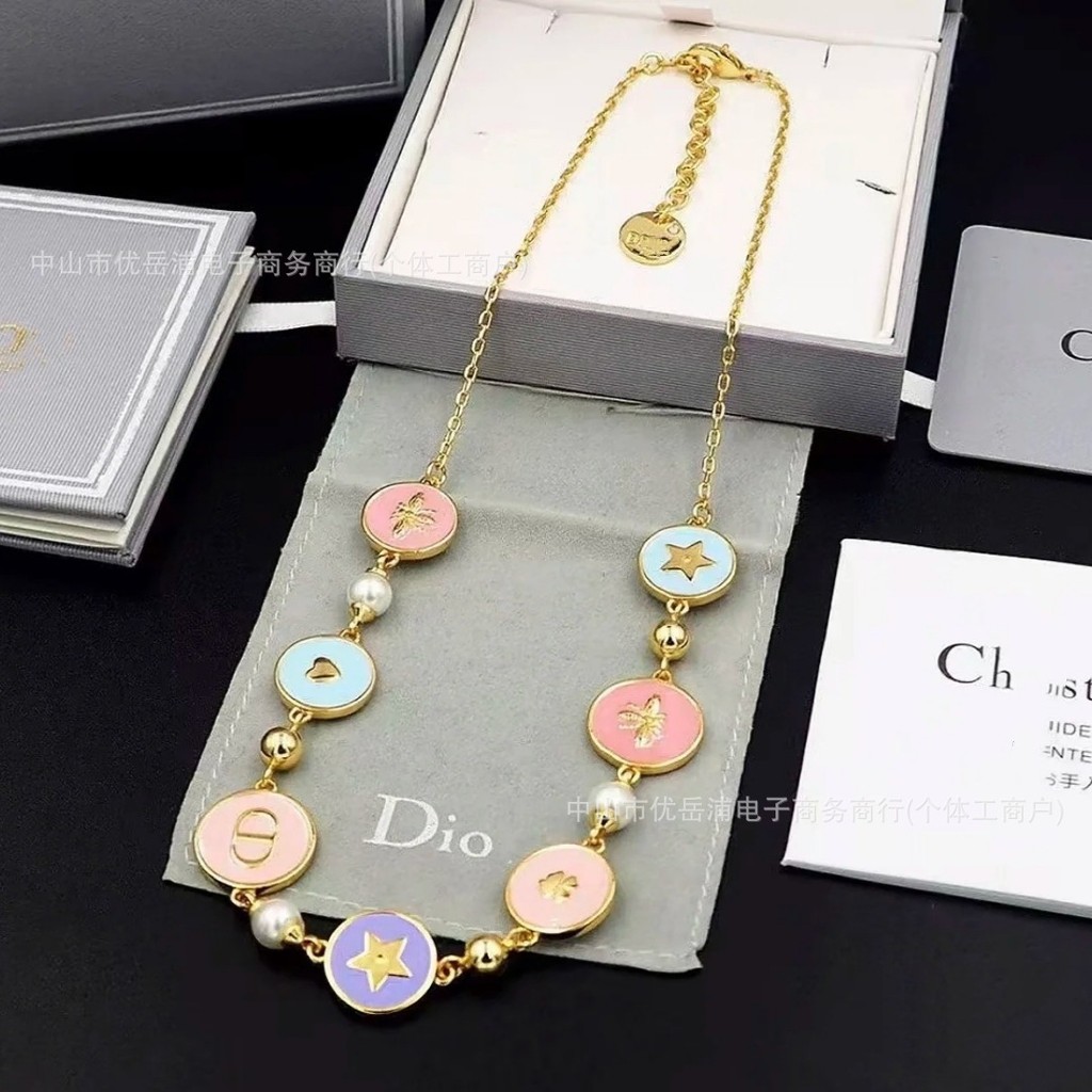 คู่รุ่น Dijia Letter CD Macaron สี Palette รอบสร้อยคอหญิง Star Bee Clavicle Chain หญิง yyy8.24