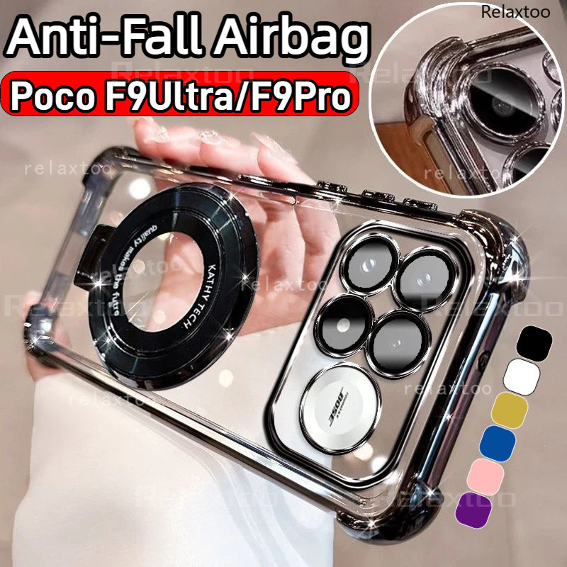 เคสสําหรับ Xiaomi Poco F9 PocoF9 Ultra Pro F9Ultra F9Pro PocoF9Pro PocoF9Ultra 5G แฟชั่นชุบใสนุ่มกันกระแทกพร้อมขาตั้งแม่เหล็กผู้ถือเคสโทรศัพท์ปกป้องปกหลัง