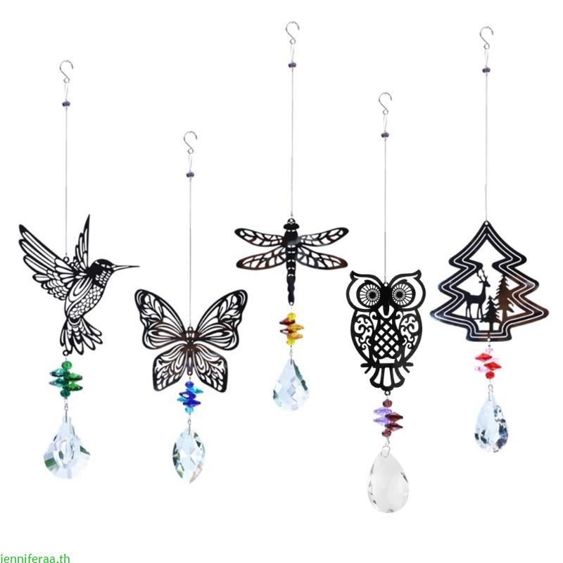 Jenniferaa Crystal Garden Suncatcher สําหรับผีเสื้อแขวนจี้ลมตีระฆัง Rainbow Pris