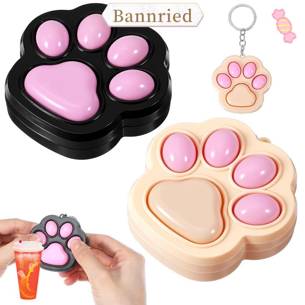 BANNRIEDSG พวงกุญแจ Fidget, คลิกเกอร์การ์ตูน Kawaii Cat Fidget ของเล่น, น่ารัก Mini Clicker Fidget พวงกุญแจเวลารอ