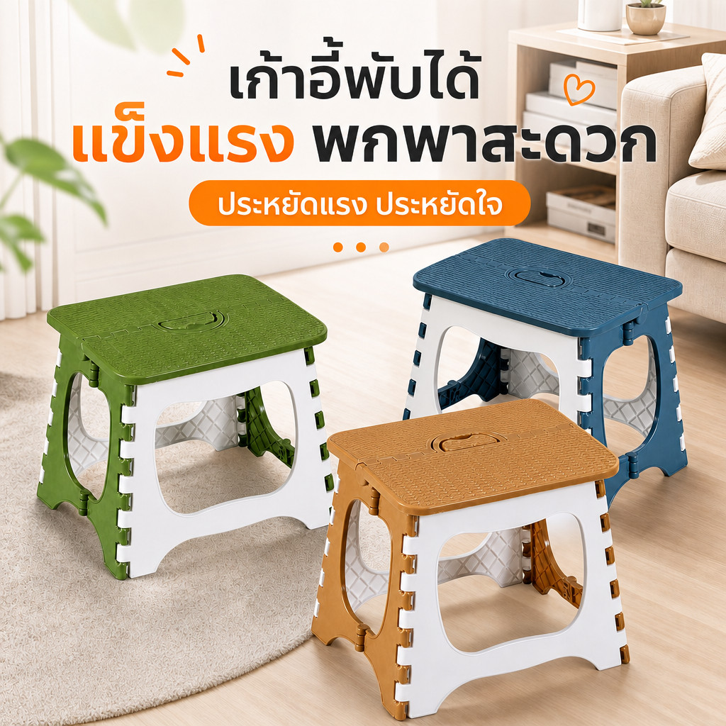 พกพาได้ เก้าอี้พับพกพา ของใช้ในครัวเรือน พับเก้าอี้ เก้าอี้ท่องเที่ยว เก้าอี้พลาสติก พับเก็บได้ พกพาสะดวก