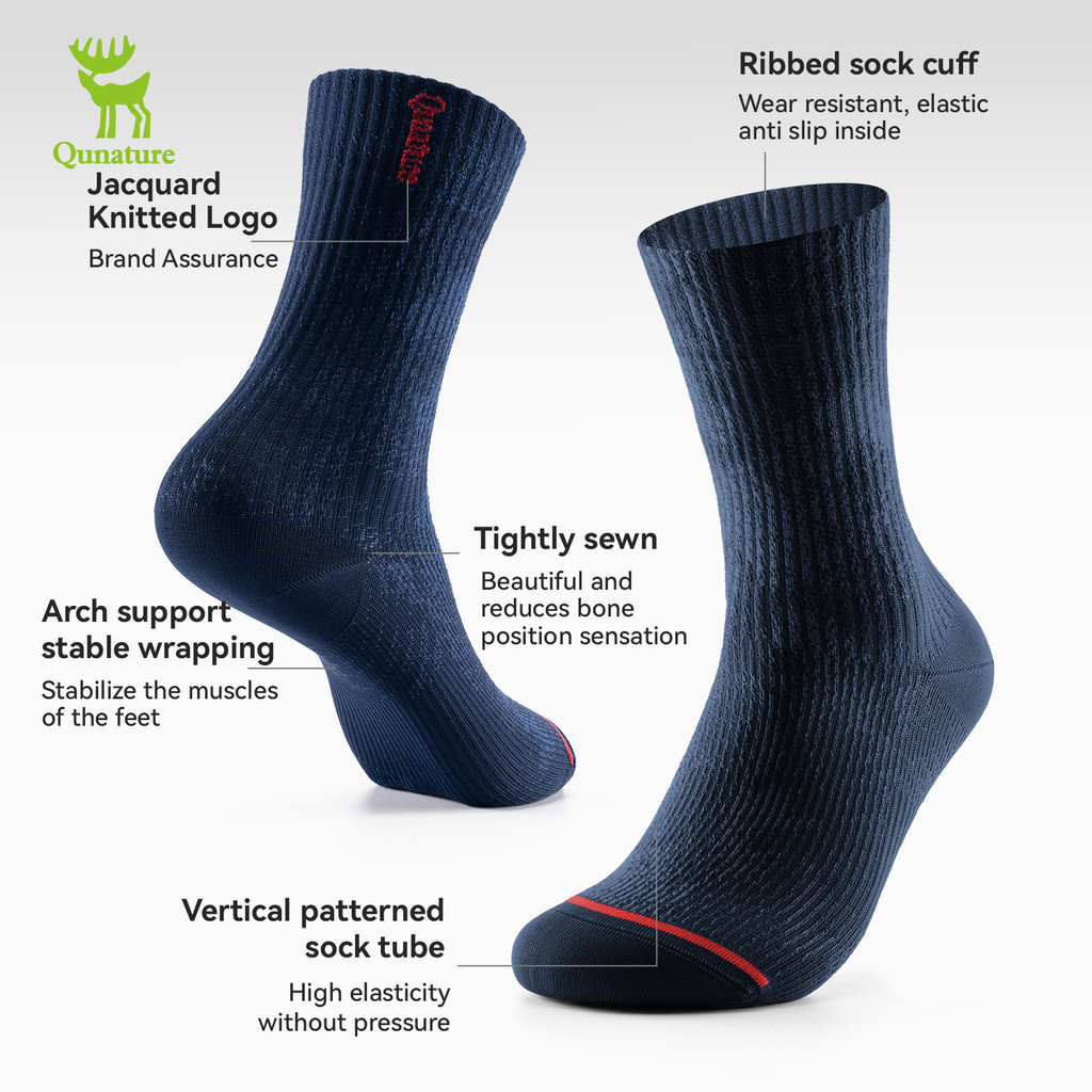 【TH Delivery】Quature ถุงเท้า 7A Antibiotic กลางหลอด Breathable Anti Odor Moisture Wicking Anti Slip กีฬาเดินป่า Mountaineering ผู้ชายผู้หญิง — صورة 3