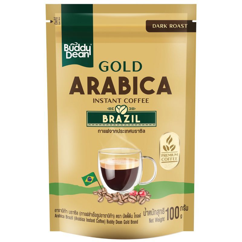 บัดดี้ดีนโกลด์อาราบิก้าบราซิล 100กรัม Buddy Dean Gold Arabica Brazil 100g. [หมายเลขบาร์โค้ด 8850390045486]