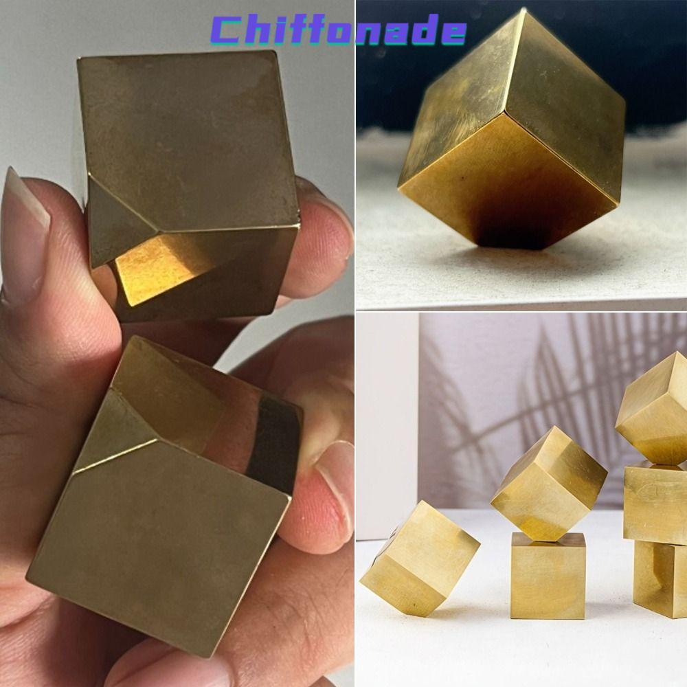 CHIFONADE Pyrite คริสตัลตัวอย่าง,โลหะเรขาคณิตบล็อก 2.5x2.5 ซม.Pyrite Cube ตัวอย่าง, Gold Tone ทองเหล