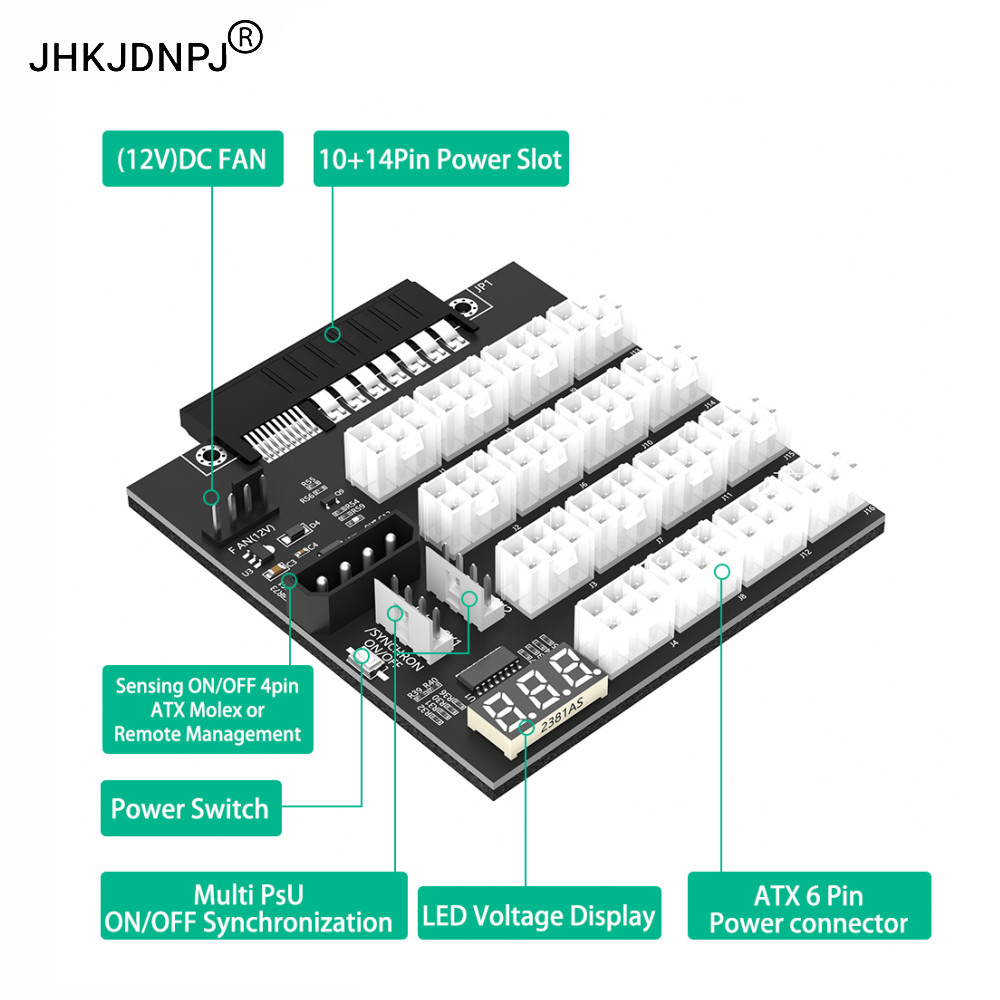 ATX 12x6Pin Breakout Board พร้อมแฟลช LED สําหรับ HP 733428-101 720620-B21 830272-B21 720478-B21