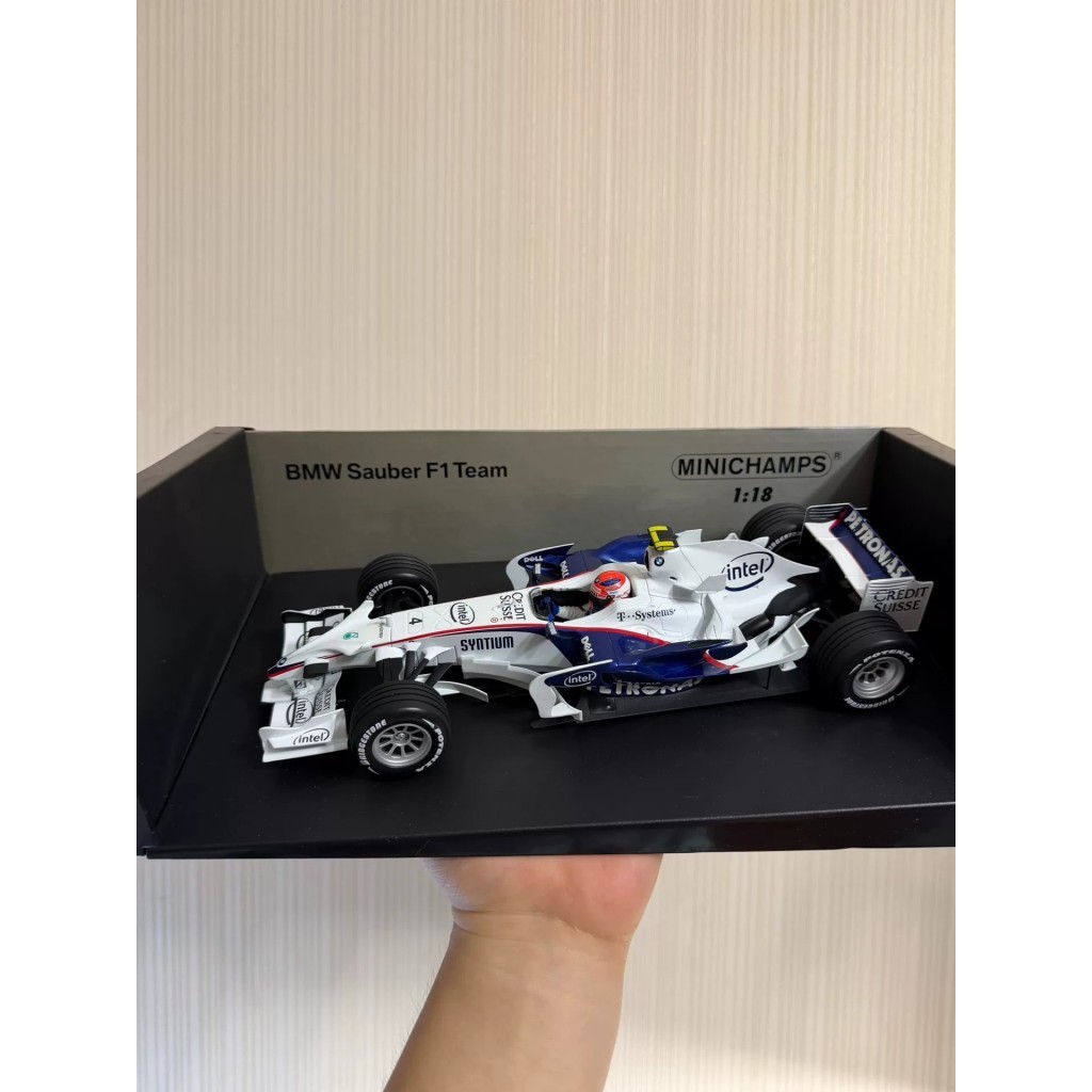[คลังสินค้าพร้อม] Mini Cut F1 1/18 2008 BMW Sober F1.08 Robert Cobbie Card Blue Cracked Disease Car 