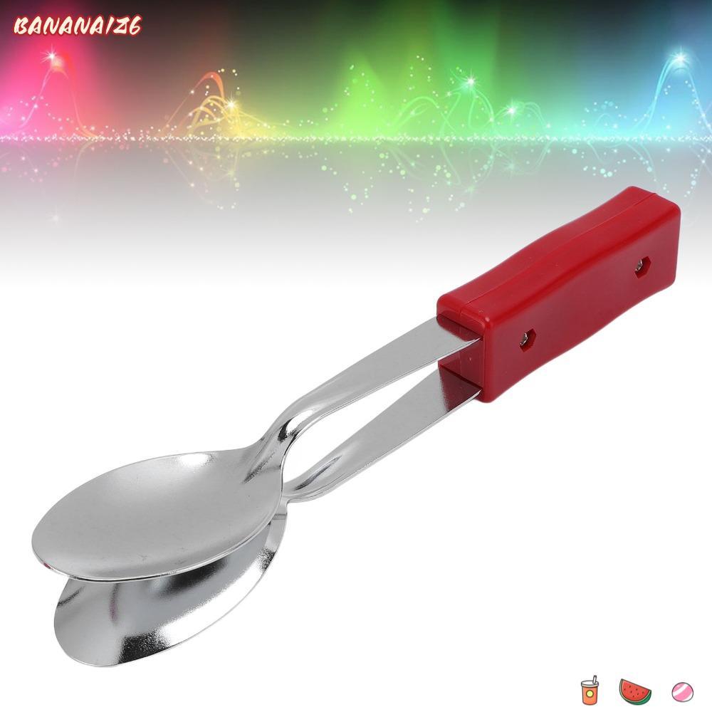 BANANA1Z6 เครื่องเพอร์คัชชัน, Silver + Red Handle Design Musical Spoon, Premium Metal + Plastic Folk