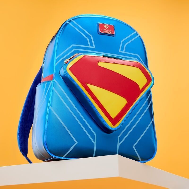 Loungefly Superman Superman ของแท้ Merchandise กระเป๋าเป้สะพายหลังชายกระเป๋านักเรียน Luminous Lumino