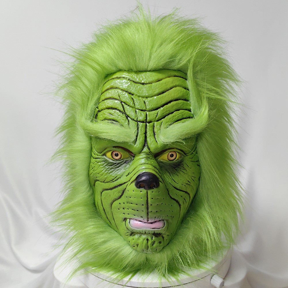 หน้ากากคริสต์มาส Green Monster Green Rich Headgear คอสเพลย์หน้ากากยางปาร์ตี้ตลก