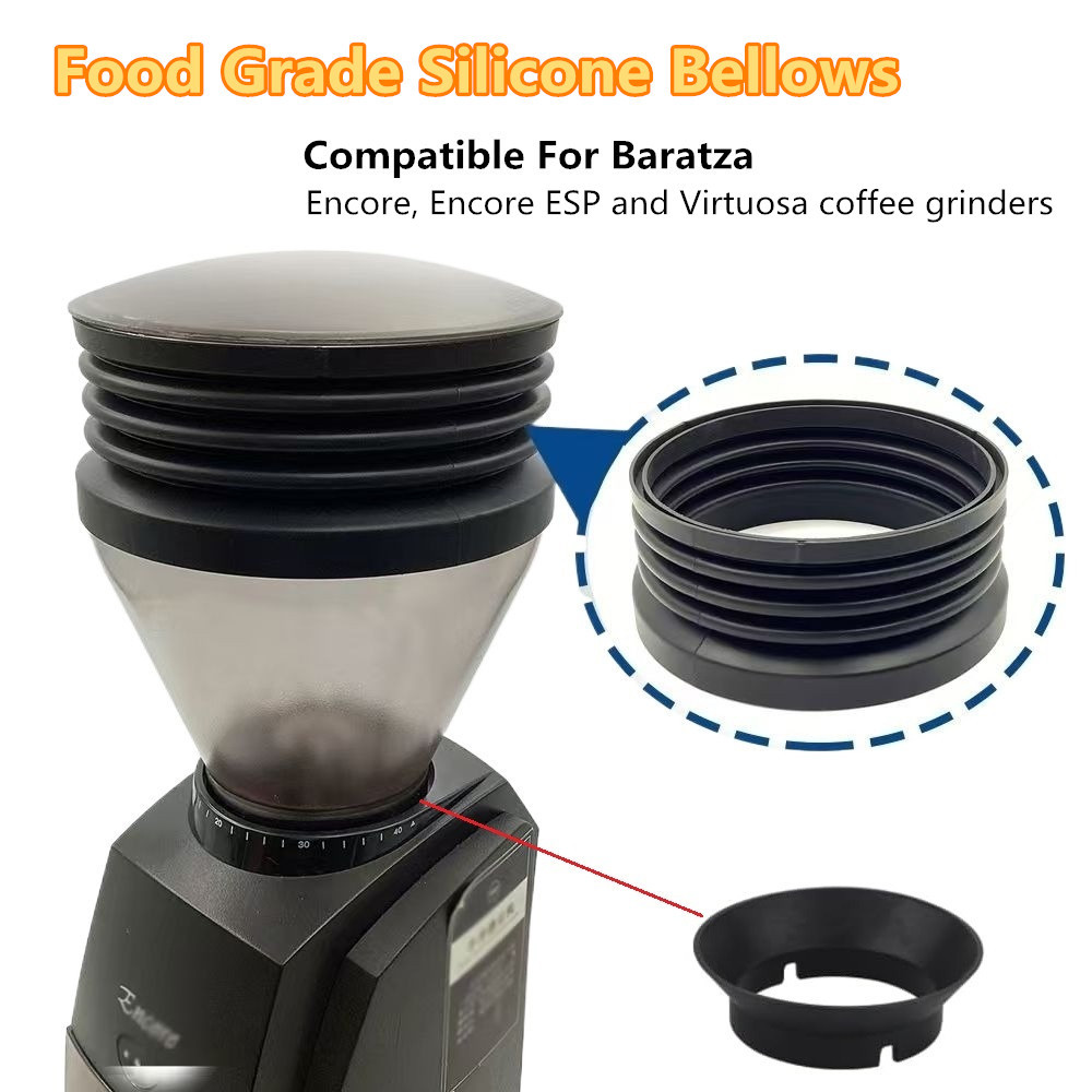 ซิลิโคนเกรดอาหาร Bellows Dose Hopper พร้อมปะเก็นสําหรับ Baratza Encore/ESP/Virtuosa +, Zero Retentio