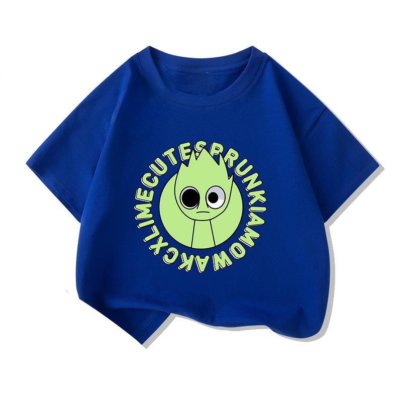 Bright Sun Sprunki 2D งานศิลปะเสื้อยืดแขนสั้นเด็ก O-คอพิมพ์ Tee สําหรับเล่นและสันทนาการทุกวัน