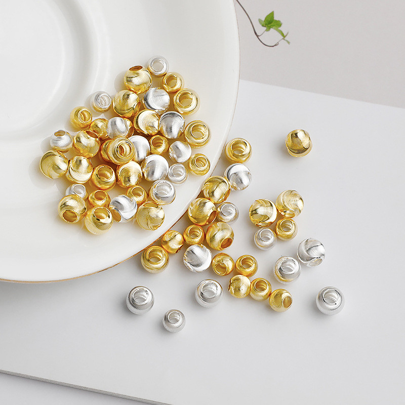 S925 เงินสเตอร์ลิง Gold-Plated Cats Eye ลูกปัดอุปกรณ์เสริม DIY ลูกปัดเชือกถักสร้อยข้อมือสร้อยคอจี้รอ