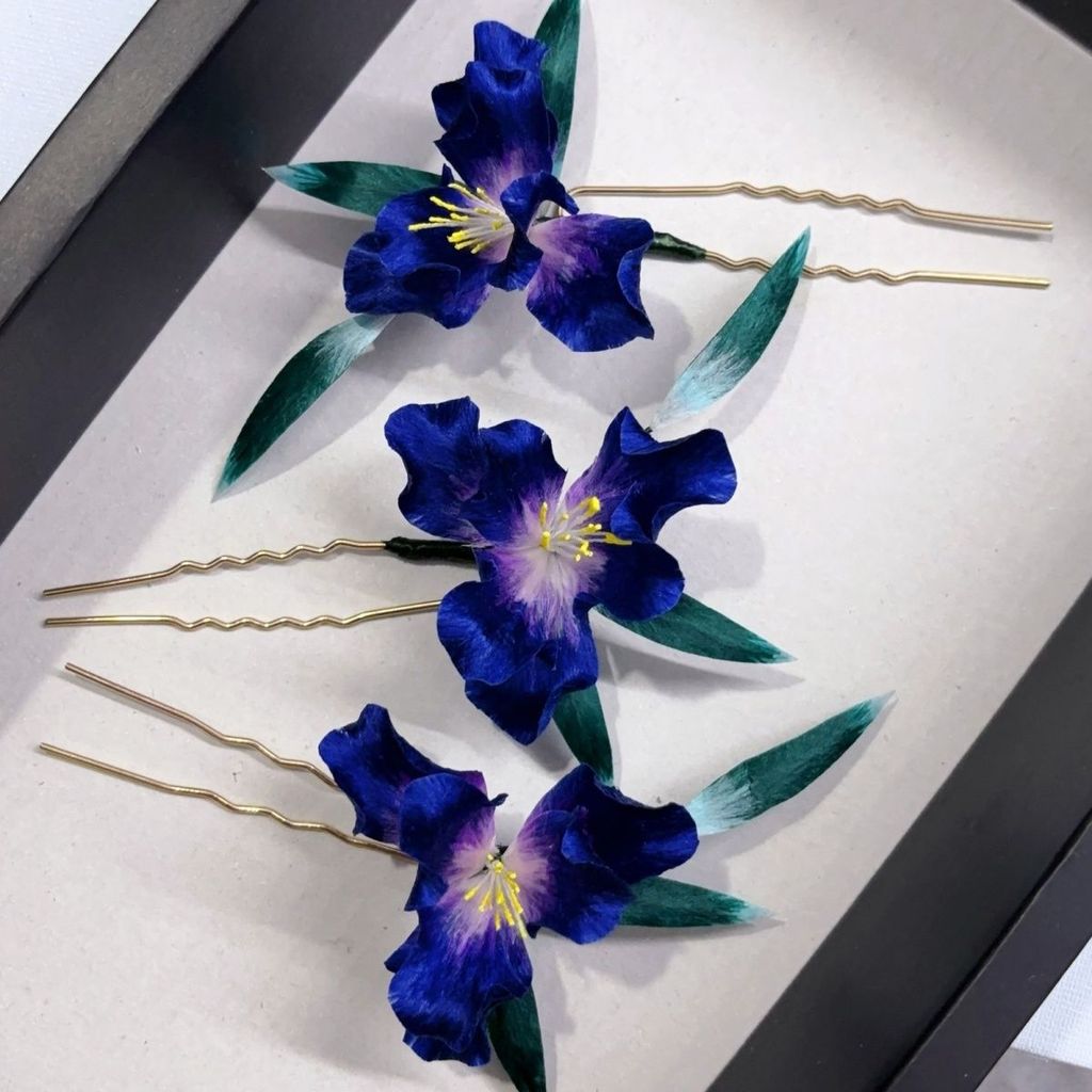 [Iris] Non-Fleece Flower Design Iris u-Shaped Hairpin หญิง Non-Fleece ดอกไม้ใหม่สไตล์จีน Hairpin PDD