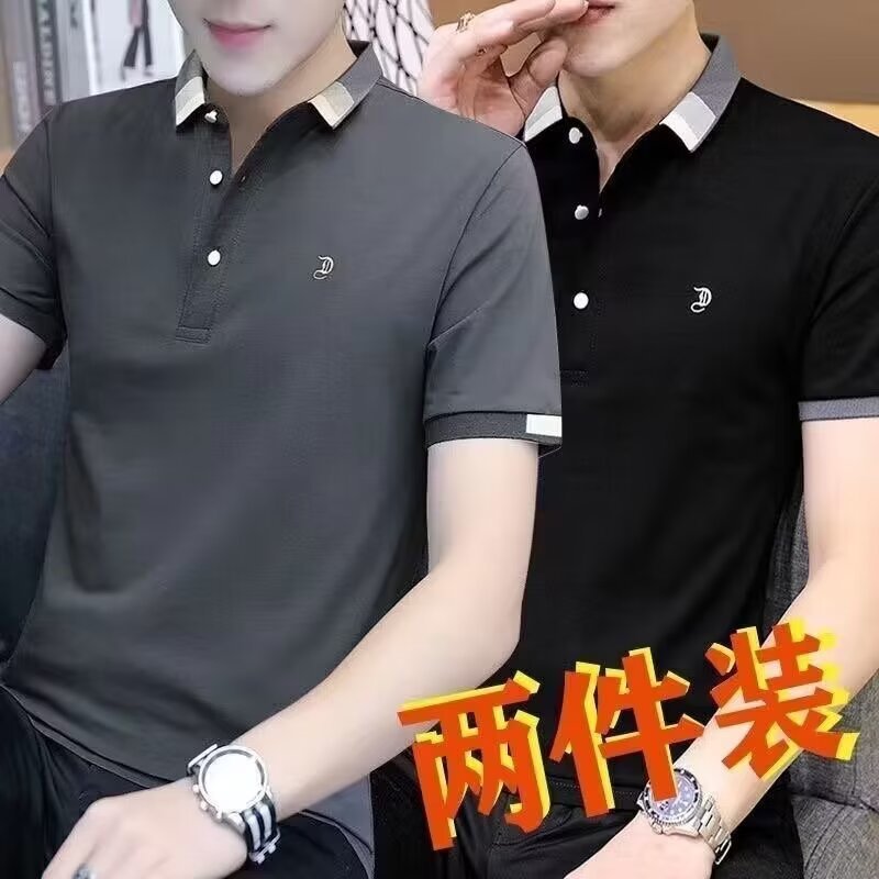 Simple หล่อLapel High-Endเสื้อโปโลผู้ชายอินเทรนด์StreetสวมInsฤดูร้อนผู้นําเสื้อยืดผู้ชายแขนสั้น1/2ชิ