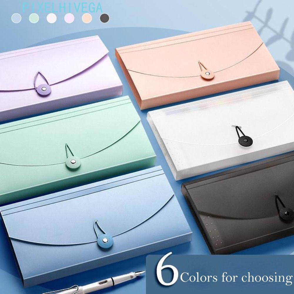 PIXELHIVEGA แฟ้มหีบเพลงโฟลเดอร์แบบพกพา Tax Item A6 13 กระเป๋าคูปองธุรกิจเอกสาร Organizer