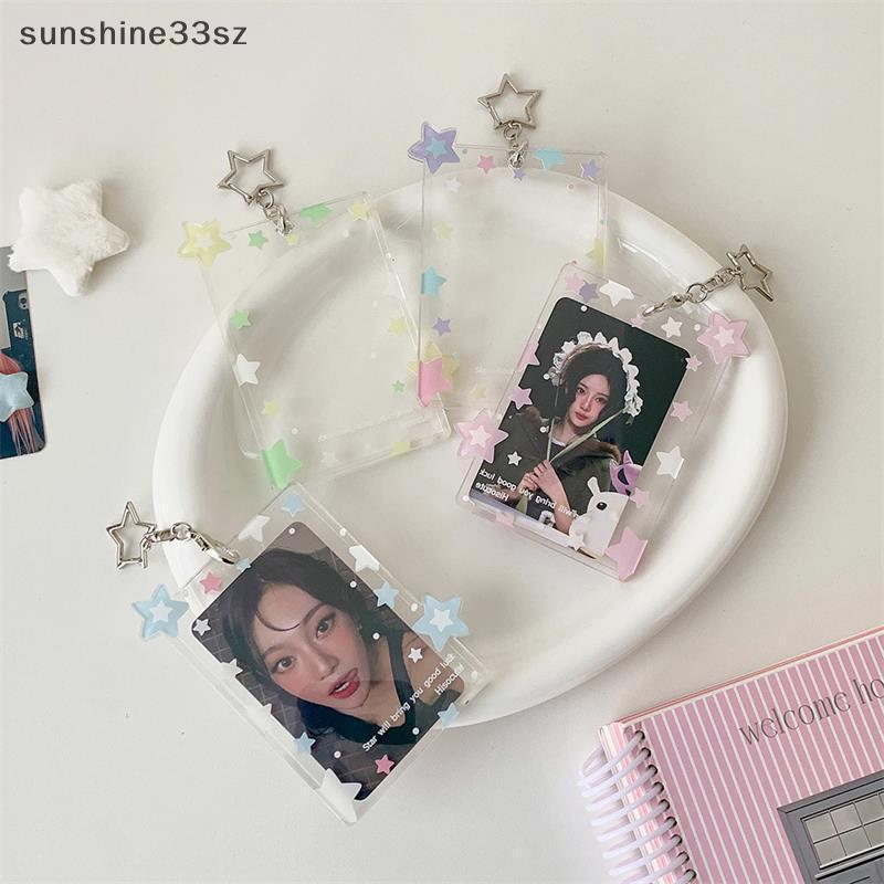 SZE น่ารักสีสัน Star Photocard ผู้ถือ 3 นิ้วผู้ถือบัตร Idol Photo Storage การ์ดจอแสดงผลป้องกันจี้ Card Organizer ของขวัญ N