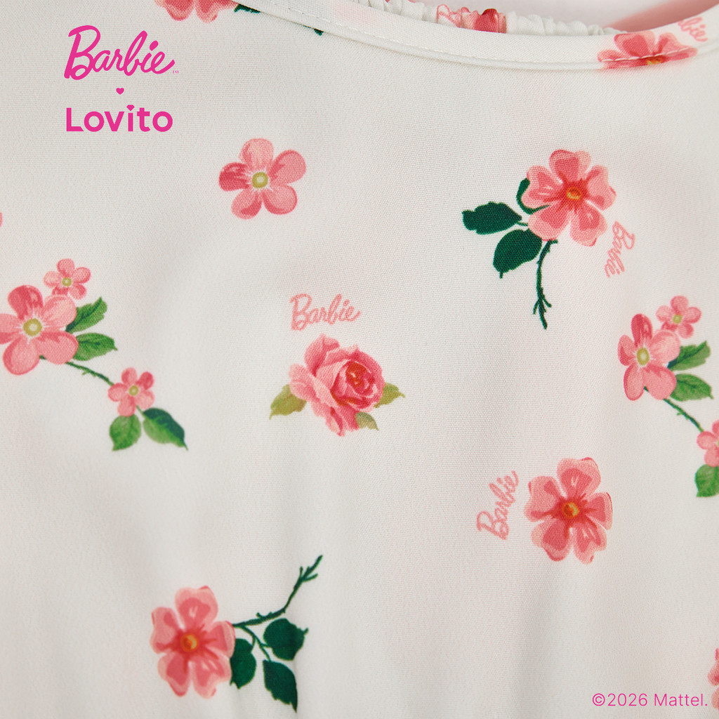 Barbie × Lovito Kids فستان بنات طويل بالزهور — صورة 6