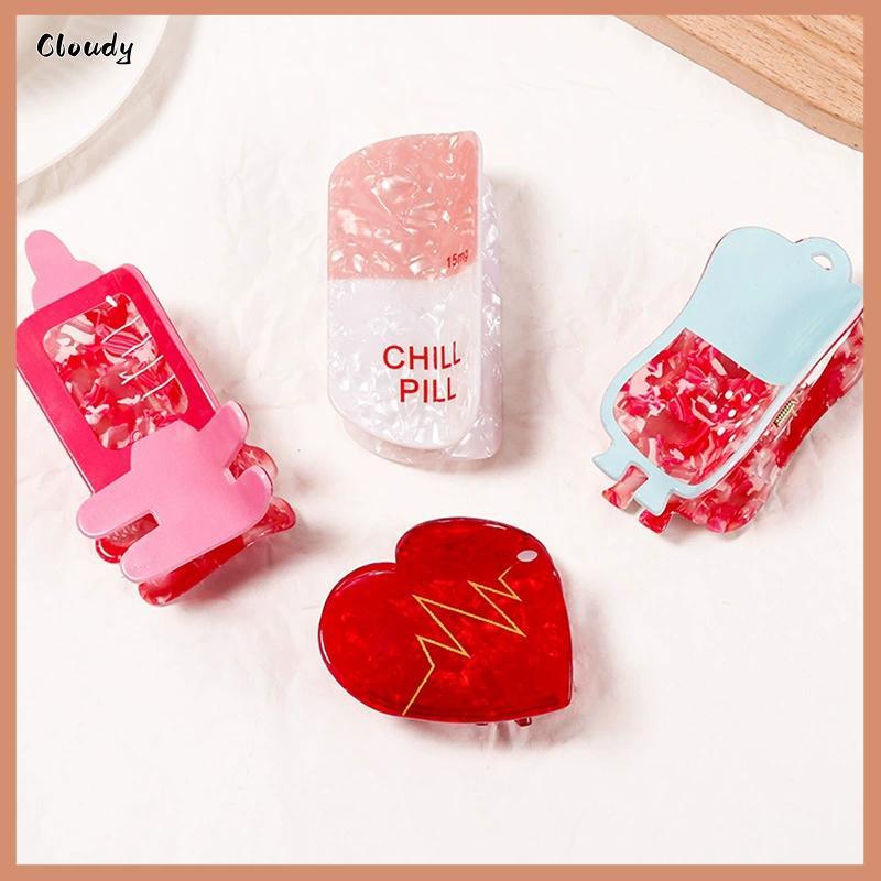 [Cloudy] Medical Series Hair Claw คลิปเล็บอะคริลิคพยาบาลคลิปผมวันสําหรับผู้หญิงอุปกรณ์เสริมผม [ใหม่]
