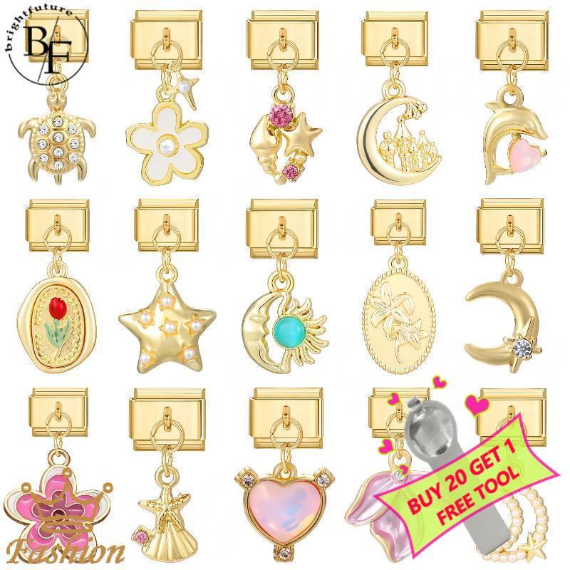 Sea Turtle Dolphin จี้อิตาเลี่ยน Charm สร้อยข้อมือ Fit 9 มม.สร้อยข้อมือสแตนเลส DIY เครื่องประดับทําอุปกรณ์เสริม Retro บุคลิกภาพโมดูลสร้อยข้อมืออุปกรณ์เสริม