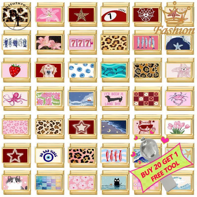 ขายร้อนฐานสีทองอิตาเลี่ยน Charm สร้อยข้อมือ Fit 9 มม.สร้อยข้อมือสแตนเลสเครื่องประดับทําอุปกรณ์เสริม DIY Retro บุคลิกภาพโมดูลสร้อยข้อมือ
