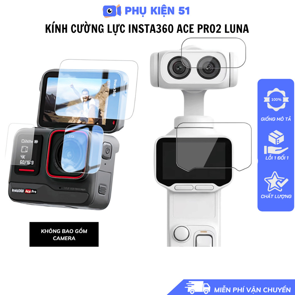 Toughened Insta360 Ace Pro/ Pro 2 Luna ความแข็ง 9H 2.5D
