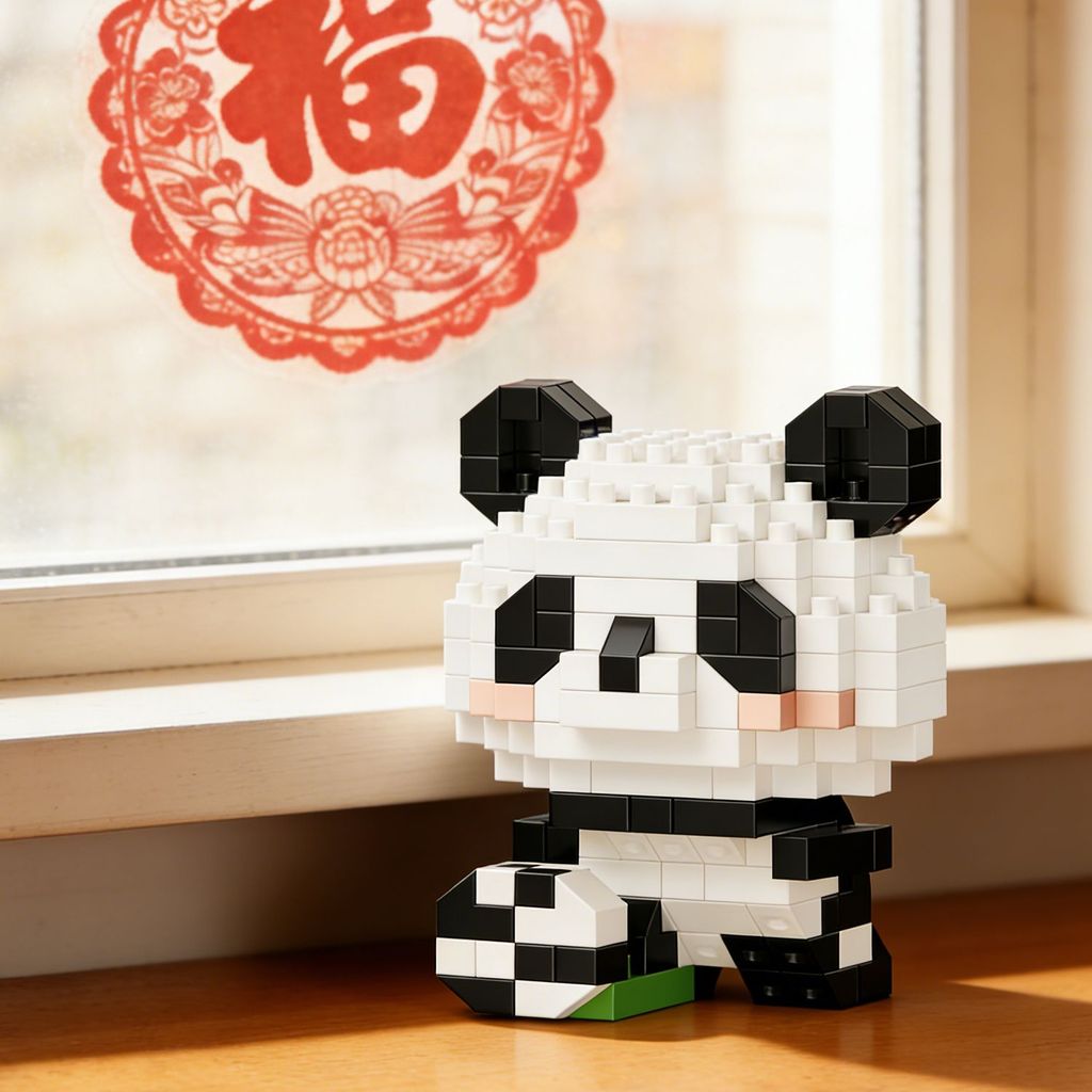 可爱熊花花积木拼装玩具班级奖励学生小礼品生日礼物桌面摆件Cute Bear Huahua Building Block Assembly Toy  Class Reward20260907