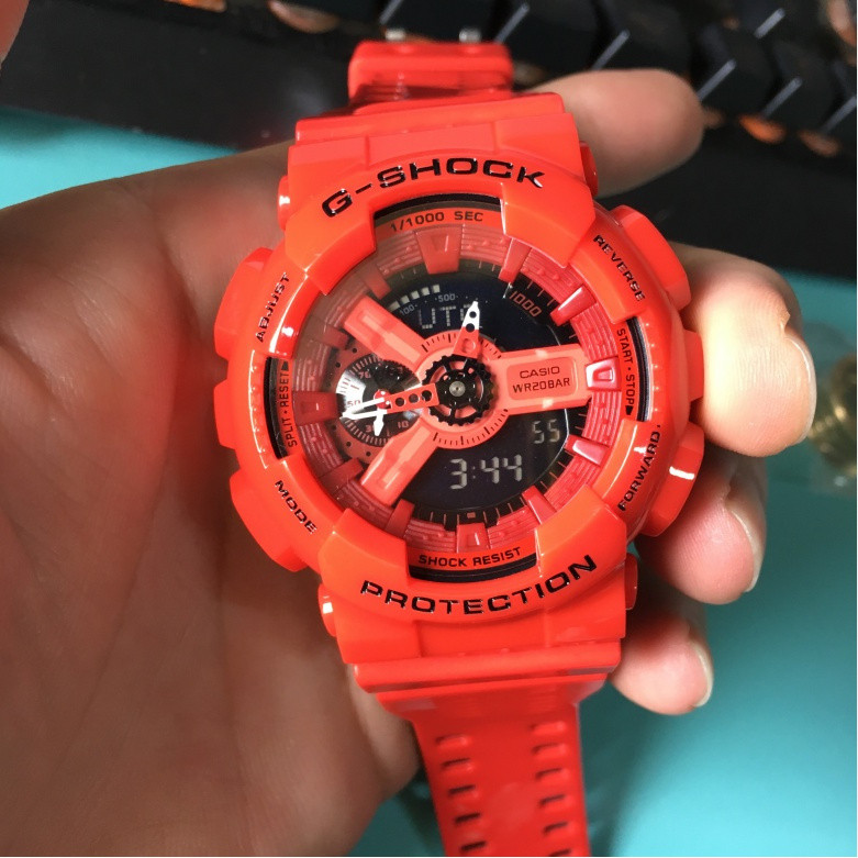 QIXIAO G*/*shock GA-110 GA 110 Redout 35 Th Anniversary Autolight Lelaki นาฬิกาแฟชั่นเรซิ่นสายนาฬิกา