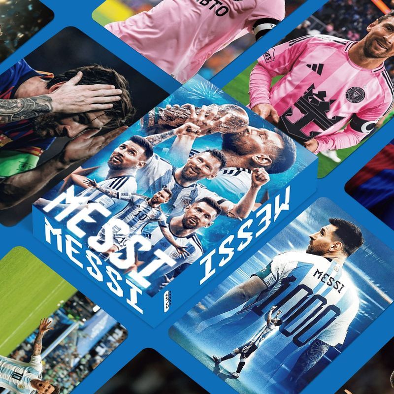 梅西镭射小卡足球球星闪卡Messi阿根廷10号纪念礼物收藏LO& MO卡片Football Star Surrounding Small Card Football Star Same Style P