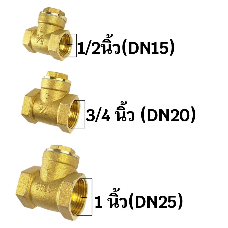 สวิงเช็ควาล์วทองเหลือง 4หุน/6หุน/1นิ้ว วาล์วกันย้อนทองเหลือง แบบแนวราบ  Swing Check Valve