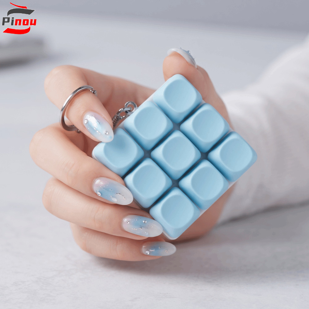 PINOU Keycap Fidget พวงกุญแจ, ปุ่มนิ้ว Key Cap Clicker คีย์บอร์ดพวงกุญแจ, Keycap พวงกุญแจ DIY 9 คีย์
