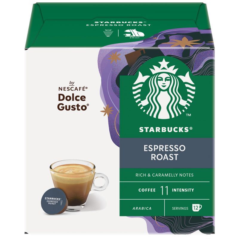 สตาร์บัคส์ดอลเช่กุสโต้กาแฟคั่วบดเอสเพรสโซโรสต์ 12แคปซูล 66กรัม Starbucks DolceEspressoRost66g