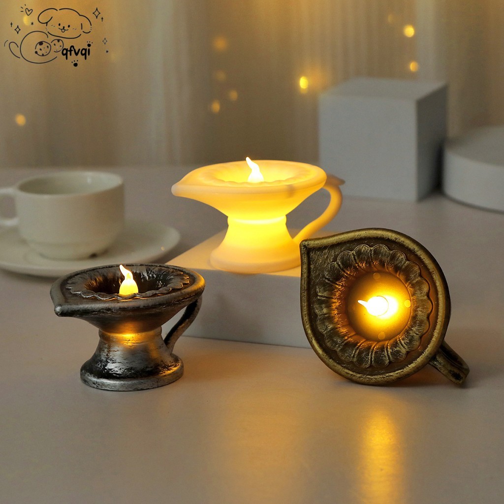 โคมไฟเทียนอิเล็กทรอนิกส์ LED - น้ํามันอินเดีย Diya สําหรับตกแต่ง Diwali