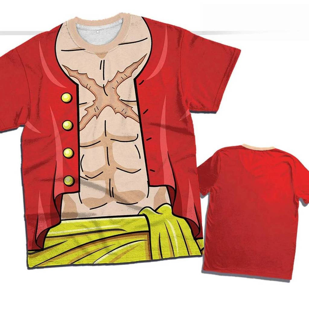One Piece Luffy 3D พิมพ์ T เสื้อขนาดใหญ่สําหรับผู้ใหญ่เด็กฤดูร้อนลําลองแขนสั้น Anime Graphic TeesXS-