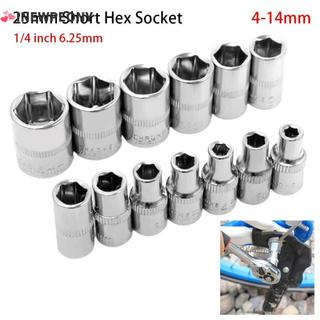 ใหม่ 1ชิ้นเมตริกคีย์แขน,1/4 "6.35มิลลิเมตรหัวมือเครื่องมือ ฐานสิบหก ซ็อกเก็ตสั้น,4-14มิลลิเมตรปลายคู่สําหรับวงล้อแรงบิดประแจไดรฟ์ซ