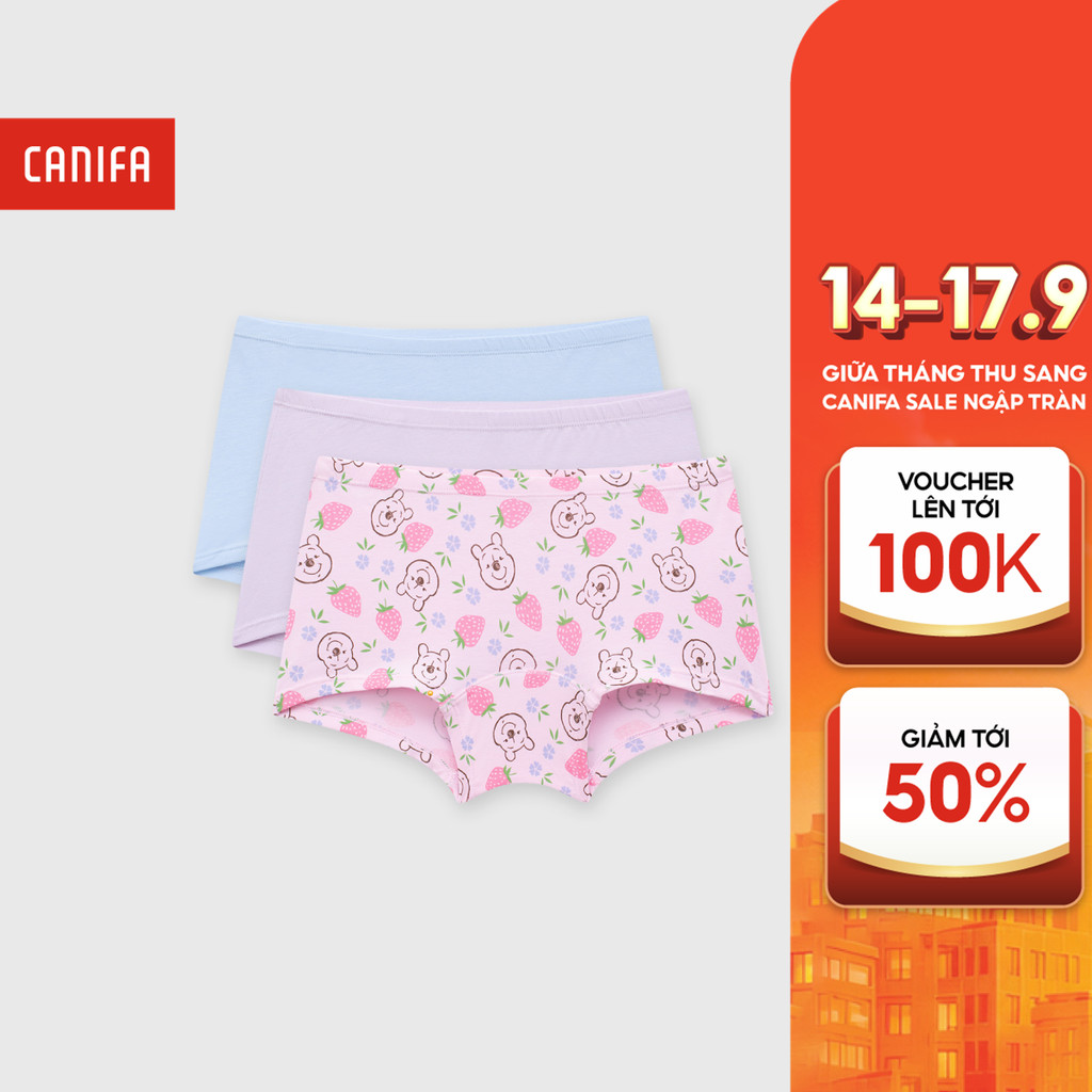 Combo 3 ชิ้น นุ่มและเย็น CANIFA ชุดชั้นในเด็กผู้หญิงประชุม OEKO-TEX มาตรฐานใน Princess 1US26A005