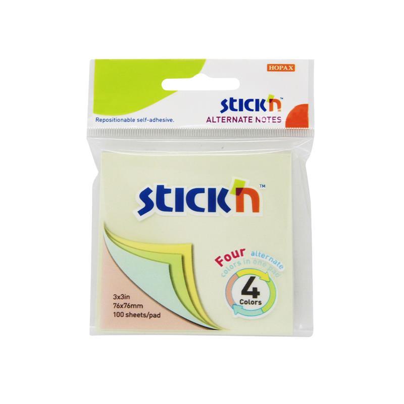 Stick'N กระดาษโน้ต 3"x3" คละสีพาสเทล รุ่น 21821