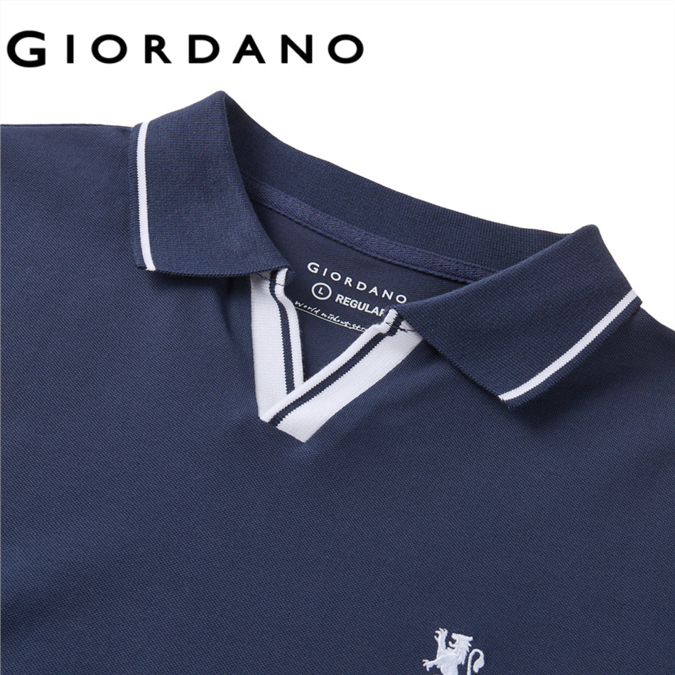 GIORDANO قميص بولو رجالي قطن بياقة V — صورة 6