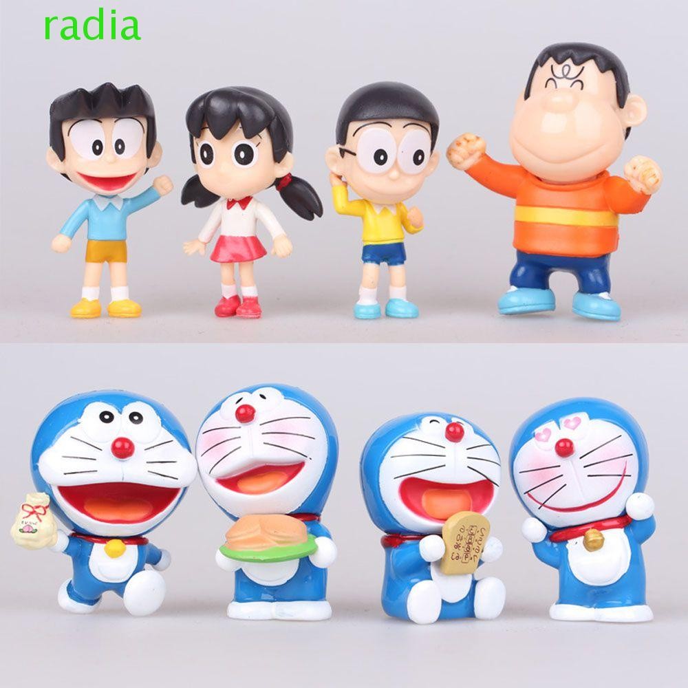 RADIANTZAP Doraemon Action Figures ของขวัญ Doraemon Scultures ตุ๊กตาของเล่นตุ๊กตา Miniatures ตุ๊กตาเ