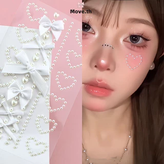 ในไทย-พร้อมส่ง✨สติกเกอร์ตกแต่งหน้า Y2K rhinestone ริบบิ้นโบว์ 3D เพชรเงา อุปกรณ์แต่งหน้า PARTY ชั่วคราว DIY ติดหน้าเด็ก