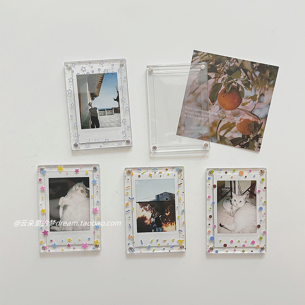 มินิโพลารอยด์กรอบรูปแม่เหล็กตู้เย็นสติ๊กเกอร์อะคริลิ10เซนติเมตรขนาดเล็กเทปคาสเซ็ตร่องกรอบรูปตกแต่งภาพ