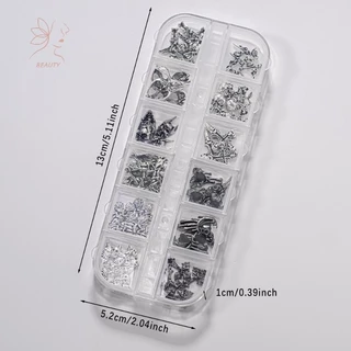 [maybeauty] 12Grid Vintage Cross Nail Art Charms Y2k โลหะสไตล์โลหะผสม Cross Skeleton Angel อุปกรณ์ตกแต่งเล็บ {TH}