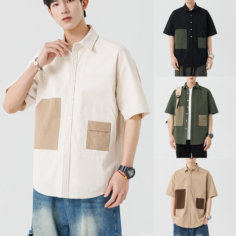 Jaey M-3XL เสื้อเชิ้ตผู้ชาย เสื้อเชิ้ตแขนยาว ทรงหลวม ใส่สบาย แบบเรียบง่าย คุณภาพดี