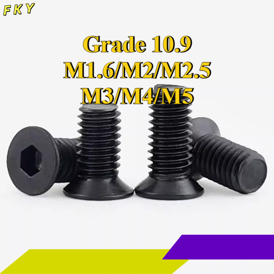 สกรูหัวจมเตเปอร์ สกรูหัวจมเตเปอร์ น็อตดำ หัวจมเตเปอร์  เกรด 10.9 ชุบนิกเกิล แข็งพิเศษ  เกลียวมิล ตลอ